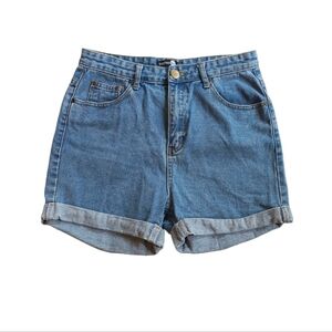 Boohoo Blue Denim Rolled Hem Shorts Women's Size 6